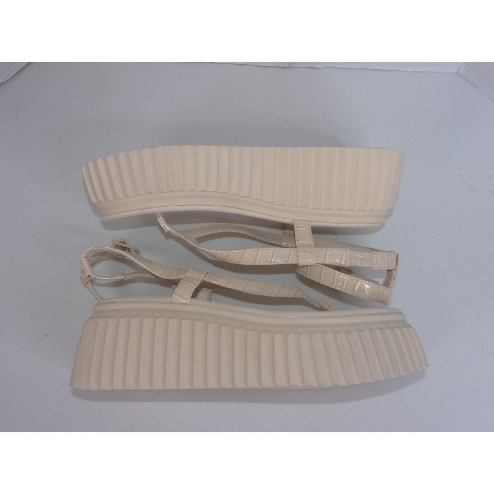Circus NY by Sam Edelman Pita Cream Croc Platform Thong Sandals Womens 9.5